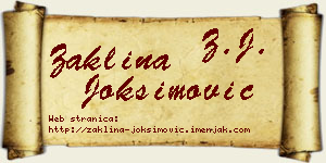 Žaklina Joksimović vizit kartica